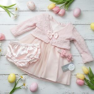 Nanette Baby Pink Formal Sparkly 3 Piece Dress Set-Size 12 Months-NEW